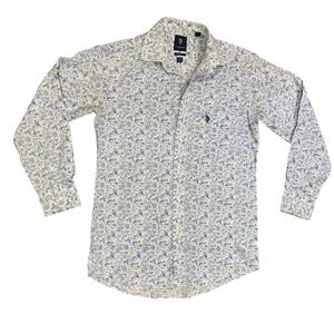 US Polo Assn Slim Fit Blue Paisley Button Down Shirt Mens Medium Cotton Blend